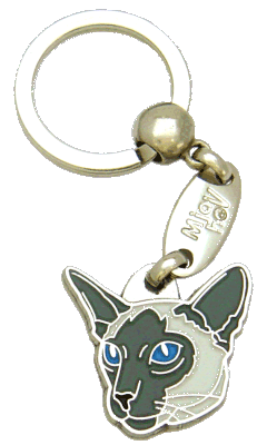 Gato siamés azul - Placa grabada, placas identificativas para gatos grabadas MjavHov.